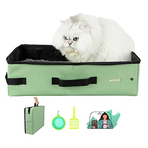 Tragbare Katzentoilette mit Reißverschluss oben für einfaches Reisen mit Katzen und Kätzchen, leicht, stabil, auslaufsicher, geruchsfrei, mittel von petisfam