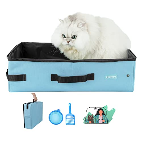 Tragbare Reise-Katzentoilette für mittelgroße Katzen und Kätzchen, mit Reißverschluss-Deckel, um Streu und Geruch zu halten von petisfam