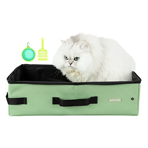 Tragbare Reisetoilette für einfaches Fahren mit Kitty und Katzen, leicht, stabil, auslaufsicher, zusammenklappbar, groß, Grün von petisfam