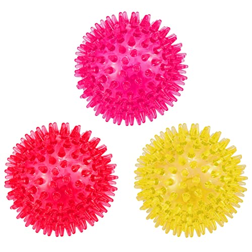 PETIZER Quietschendes Hundespielzeug, Kauspielzeug für Hunde, Stachelball, Wurfspielzeug für Welpen, Gummi, TPR, Kauspielzeug für Langeweile, Zahnreinigung für kleine und mittelgroße Hunde, 3 Stück von petizer