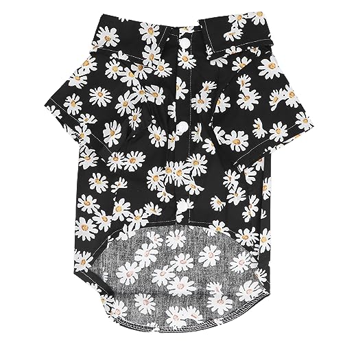 Daisy Print Hundehemd weich atmungsaktiv Flexible Haustier T -Shirt kleine Hunde Katzen Sommerkleidung (XZCS03 Schwarz) von petjoyful
