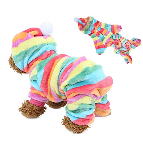 Haustier -Sprunganzug warm Warmer Pyjama Kleidung reichhaltig Regenbogenfarbe Flanell Winterkleidung für Hunde Katzen (Regenbogen) von petjoyful