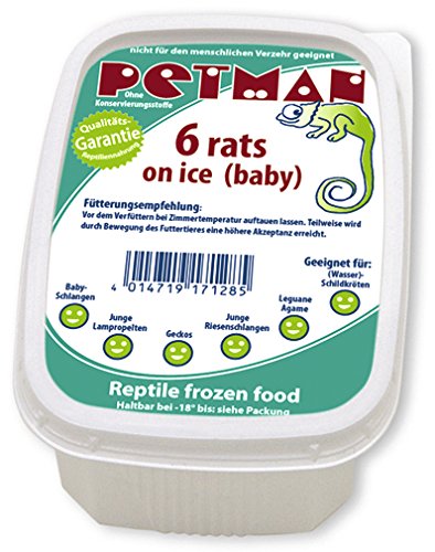 petman Rats on Ice Baby, 10 x 6 STK.-Dose, Tiefkühl-Reptilienfutter ohne chemische Zusätze und Konservierungsstoffe von petman