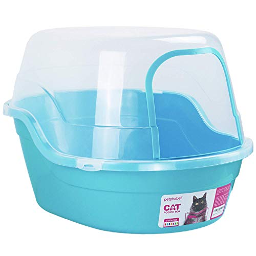 XXL Katzentoilette mit Abdeckung, Jumbo Hooded Katzentoilette Haubentoilette Katzensklo mit Dach für Große Katzenrassen oder Muti-Katzen Eisblau 63x48x43 cm von Petphabet von petphabet