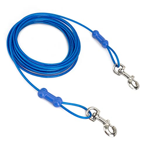 petphabet 10ft Kabelleine für Hunde bis 45kg, Haustier Tie-Out Leinen, Tie-Out Kabel Heavy Duty Dogs Kettenleinen für Hunde 3 Blau von petphabet