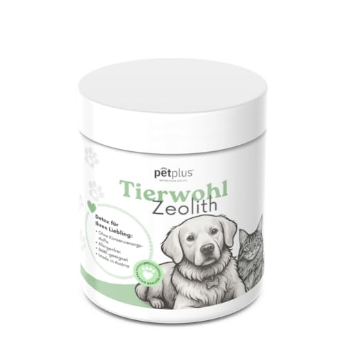 petplus® Tierwohl - Klinoptilolith Pulver Zeolith für Hund & Katze 500g für Darmreinigung, Keine Konservierungsstoffe, allergenfrei, Barf geeignet, Hunde Darmflora aufbauen mit natürlichen mineralien von petplus
