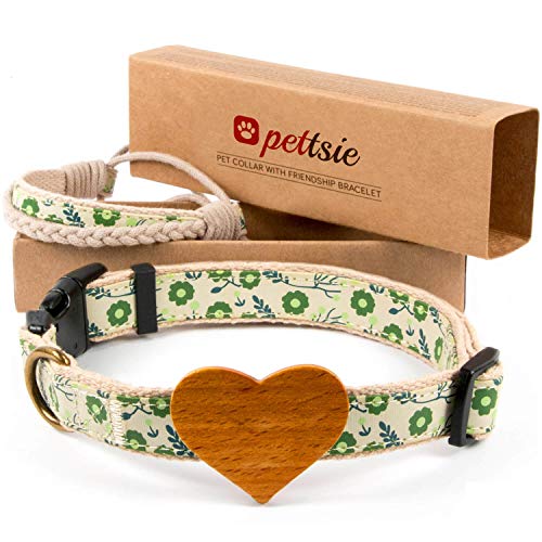 Pettsie Hundehalsband mit Herz und Freundschaftsarmband, einstellbare Größen S und M, Komfortables Designer Hanf, stark und langlebig, tolles Geschenk für Hundeliebhaber, Grün Pettsie Hundehalsband mit Herz und Freundschaftsarmband, einstellbare Größen S und M, Komfortables Designer Hanf, stark und langlebig, tolles Geschenk für Hundeliebhaber, Grün von pettsie