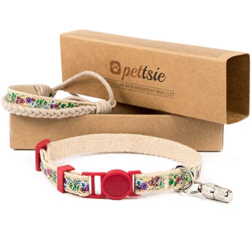 Pettsie Katzenhalsband mit Sicherheitsverschluss und Freundschaftsarmband für Sie, ID-Tag enthalten, Starke Baumwolle, D-Ring für Zubehör, einstellbare Größe 12,7-20,3 cm, Rot Pettsie Katzenhalsband mit Sicherheitsverschluss und Freundschaftsarmband für Sie, ID-Tag enthalten, Starke Baumwolle, D-Ring für Zubehör, einstellbare Größe 12,7-20,3 cm, Rot von pettsie