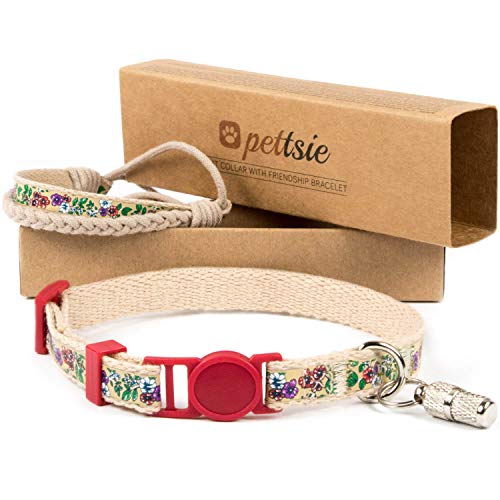 Pettsie Katzenhalsband mit Sicherheitsverschluss und Freundschaftsarmband für Sie, Starke Baumwolle, D-Ring für Zubehör, einstellbare Größe 19-29 cm, Rot Pettsie Katzenhalsband mit Sicherheitsverschluss und Freundschaftsarmband für Sie, Starke Baumwolle, D-Ring für Zubehör, einstellbare Größe 19-29 cm, Rot von pettsie