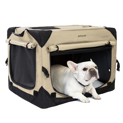 Pettycare Faltbare Hundebox mit Vorhängen, Reise-Hundebox für Luftzirkulation und Ruhe, weiche Haustierhütte mit tragbarer Tasche und mehr kaufestem Netzgewebe, für drinnen und draußen, Beige, Pettycare Faltbare Hundebox mit Vorhängen, Reise-Hundebox für Luftzirkulation und Ruhe, weiche Haustierhütte mit tragbarer Tasche und mehr kaufestem Netzgewebe, für drinnen und draußen, Beige, von pettycare