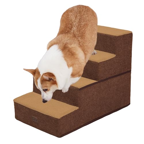 Pettycare Hundetreppe für kleine Hunde – Schaumstoff-Haustierstufen für hohe Betten und Couch, rutschfeste faltbare Katzentreppe tragbare Haustiertreppe, 4 Stufen, Braun Pettycare Hundetreppe für kleine Hunde – Schaumstoff-Haustierstufen für hohe Betten und Couch, rutschfeste faltbare Katzentreppe tragbare Haustiertreppe, 4 Stufen, Braun von pettycare
