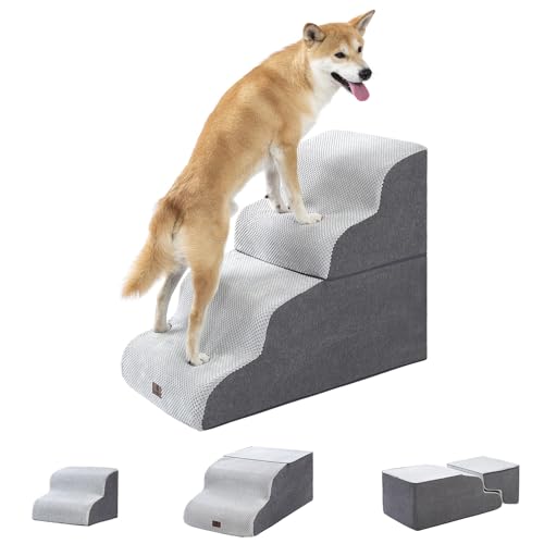 Pettycare Hundetreppenrampe für hohe Betten und Couch, gebogene Hundetreppe für kleine Haustiere, Haustiertreppe, rutschfest, ausgewogen, tragbare Welpenrampe für den Innenbereich, 4 Stufen, Grau Pettycare Hundetreppenrampe für hohe Betten und Couch, gebogene Hundetreppe für kleine Haustiere, Haustiertreppe, rutschfest, ausgewogen, tragbare Welpenrampe für den Innenbereich, 4 Stufen, Grau von pettycare