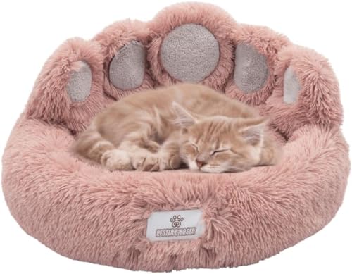 Katzenbett mit Pfotenabdruck (M 55X55 cm, Rosa) von pfoten&nasen