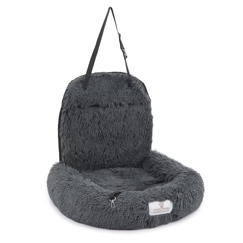 Pfoten&Nasen® 2 In 1 Orthopädisches Hunde Autositz [Dunkelgrau, 50X79X33cm] Für Große, Mittelgroße und Kleine Hunde, Hundebett, Hundesitz Auto Rückbank, Dog Car Seat, Hundekorb Auto. von pfoten&nasen