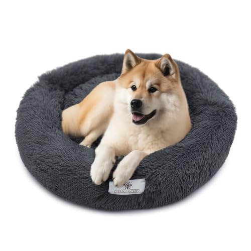 pfoten&nasen® Wolke 7 Hundebett Original [Dunkelgrau, XXL - 120cm] Für Große Hunde, Waschbar, Donut, Rund, Flauschig, Dog Bed von pfoten&nasen