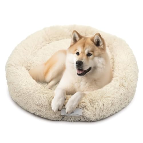 pfoten&nasen Das gemütliche Hundebett Wolke 7" - Das Original - waschbar Hundekissen, Hundekorb, Flauschiges Hundebett für große, mittelgroße & kleine Hund (Beige, XS 55-cm) von pfoten&nasen