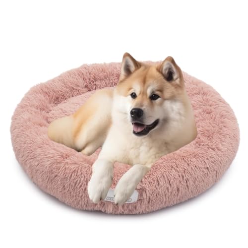 pfoten&nasen Das gemütliche Hundebett Wolke 7" - Das Original - waschbar Hundekissen, Hundekorb, Flauschiges Hundebett für große, mittelgroße & kleine Hund (Rosa, M 75-cm) von pfoten&nasen