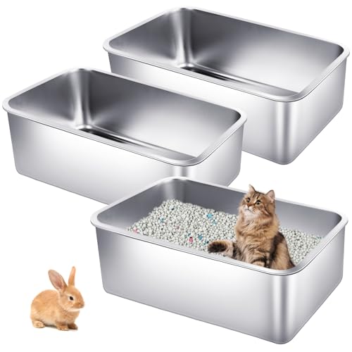 phepetroll 3P Edelstahl-Katzentoiletten, extra große Metall-Katzentoiletten, stabile Katzentoiletten für Haustiere, kein Geruch, antihaftbeschichtet, glatte Oberfläche, leicht zu reinigen (L x B x H): phepetroll 3P Edelstahl-Katzentoiletten, extra große Metall-Katzentoiletten, stabile Katzentoiletten für Haustiere, kein Geruch, antihaftbeschichtet, glatte Oberfläche, leicht zu reinigen (L x B x H): von phepetroll