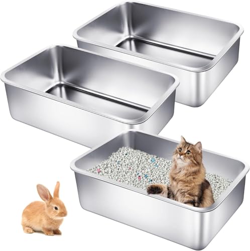 phepetroll Katzentoiletten aus Edelstahl, 45 cm L x 35 cm B x 15 cm H, große Metall-Katzentoiletten mit hohen Seiten, stabile Katzentoilette, Aluminiumpfannen für Haustiere, geruchlos, phepetroll Katzentoiletten aus Edelstahl, 45 cm L x 35 cm B x 15 cm H, große Metall-Katzentoiletten mit hohen Seiten, stabile Katzentoilette, Aluminiumpfannen für Haustiere, geruchlos, von phepetroll