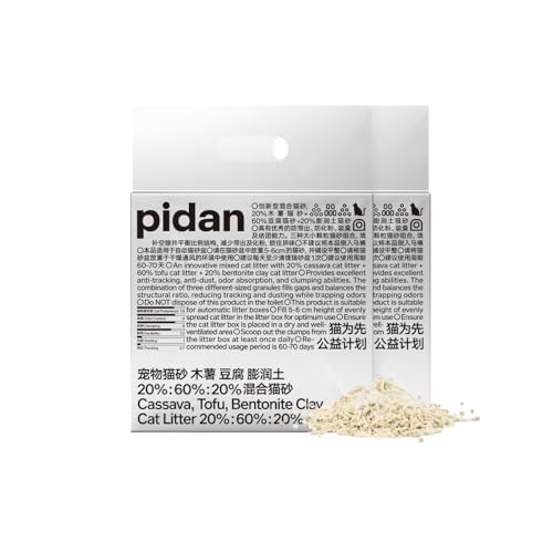 pidan Cassava & Tofu Katzenstreu mit Bentonit (2 x 2,4 kg/6 l), 60 % Tofu, 20 % Maniok, 20 % Bentonit, schnelles Verklumpen, starke Geruchskontrolle, staubarm, pflanzliche Mischung von pidan