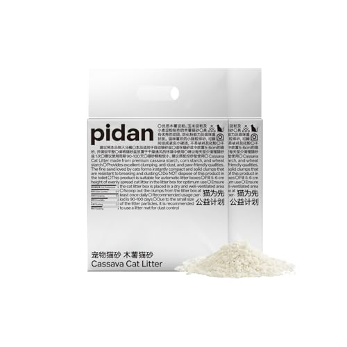 pidan Maniok-Katzenstreu, verklumpend, Geruchskontrolle, pflanzliche natürliche Inhaltsstoffe, ultra saugfähig und schnell trocknend, staubarm, duftend, 2 Beutel von pidan