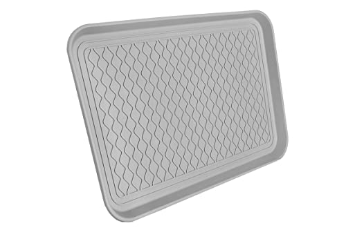 Schuh-Abtropfschale mit erhöhtem Rand aus stabilem Kunststoff | für innen und außen geeignet | XXL Maß 60 x 40 x 2,5 cm (grau) von pille gartenwelt
