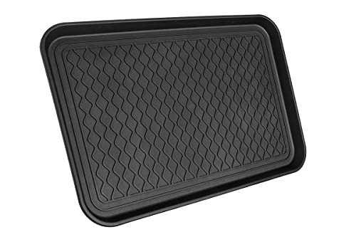 Schuh-Abtropfschale mit erhöhtem Rand aus stabilem Kunststoff | für innen und außen geeignet | XXL Maß 60 x 40 x 2,5 cm (schwarz) von pille gartenwelt
