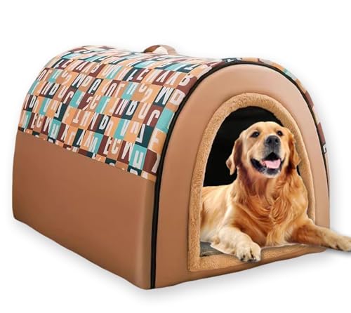 2-in-1 großes Hundebett, beruhigende Haustierhöhle, wasserdicht, abnehmbares Zelt, Hundehütte, Anti-Angst, mit weichem Kissen, rutschfeste Unterseite, waschbar, Katzenbett (A,100 x 70 x 60 cm - 3XL) von ping bu