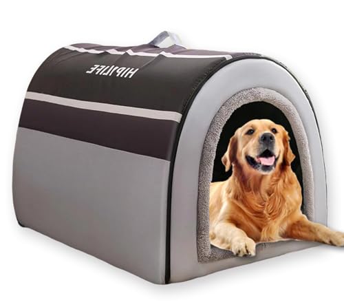2-in-1 großes Hundebett, beruhigende Haustierhöhle, wasserdicht, abnehmbares Zelt, Hundehütte, Anti-Angst, mit weichem Kissen, rutschfeste Unterseite, waschbar, Katzenbett (B,60 x 45 x 40 cm-XL) von ping bu