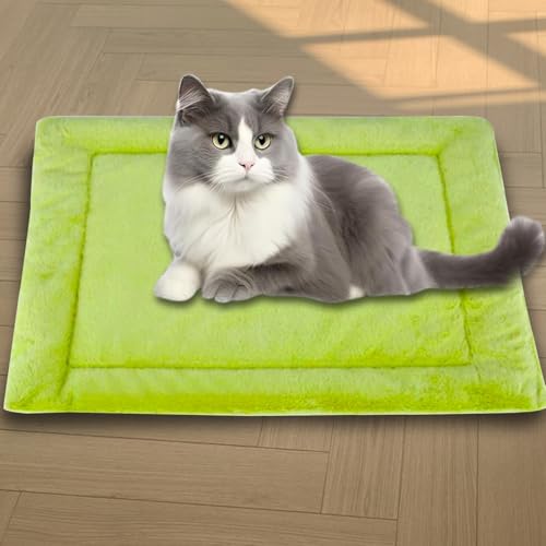 Beruhigende Katzenbetten, waschbare Katzendecke, luxuriöse Hundematte, weich, flauschig, Premium-Flanellstoff, Haustierbett, warmes Katzenkissen, doppelseitig (Grün, L-65 x 55 cm) von ping bu