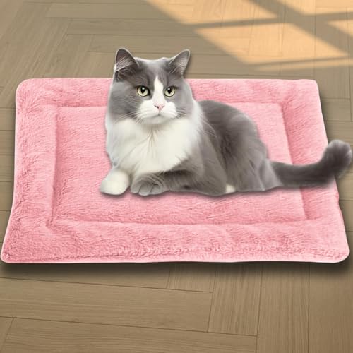 Beruhigende Katzenbetten, waschbare Katzendecke, luxuriöse Hundematte, weich, flauschig, Premium-Flanellstoff, Haustierbett, warmes Katzenkissen, doppelseitig (Rosa, Größe S - 45 x 38 cm) von ping bu