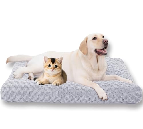 Extra großes Hundebett, waschbar, tief schlafend, Haustiermatratze, rutschfeste Unterseite, beruhigendes Katzen-Sofakissen, Haustierkissen, super flauschig, Anti-Angst-Hundebetten (XXL, 122 x 74 x 10 von ping bu