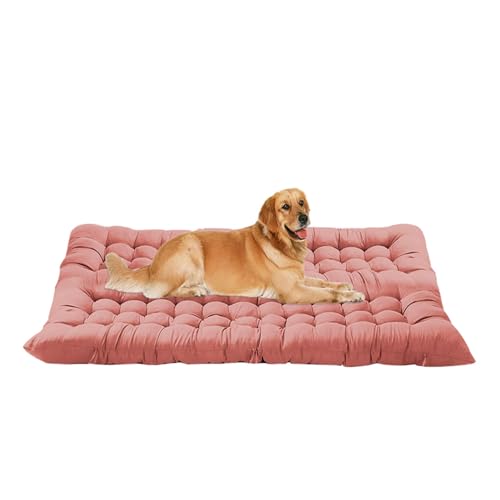 Große Hundebett-Matratze, beruhigende Haustierbett-Matte, waschbar, extra große Hundebetten, Matratze, Anti-Angst-Haustierbetten für mittelgroße und große Hunde (Rosa, 110 x 50 cm) von ping bu
