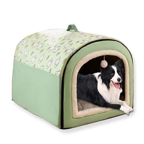 Großes Hundebett, 2-in-1, beruhigende Haustierhöhle, wasserdicht, abnehmbares Hundehaus, Anti-Angst, mit Kissen, rutschfeste Unterseite, Hundebett für den Innen- und Außenbereich (B,100 x 70 x 60 cm von ping bu