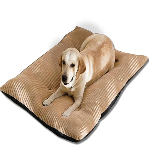 Großes Hundebett, Schlafsofa, luxuriös, orthopädische Hundebetten, große, flauschige Haustiermatratze, Kistenboden, mittelgroß, waschbar, Hundebett, Haustier-Automatte (L-84 x 75 cm, Beige) von ping bu