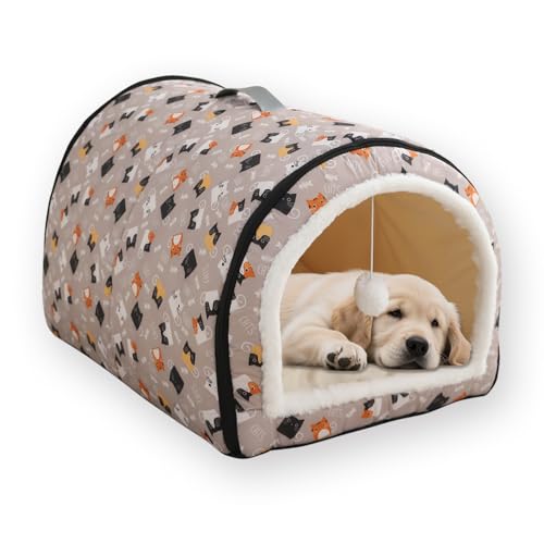 Großes Hundebett, beruhigende Haustierhöhle, warm, gemütlich, rutschfeste Unterseite, Luxus-Hundebett mit weichem, abnehmbarem Kissen, Plüschball, waschbar, Katzenhaus-Matratze (M-45 x 35 x 33 cm, E) Großes Hundebett, beruhigende Haustierhöhle, warm, gemütlich, rutschfeste Unterseite, Luxus-Hundebett mit weichem, abnehmbarem Kissen, Plüschball, waschbar, Katzenhaus-Matratze (M-45 x 35 x 33 cm, E) von ping bu