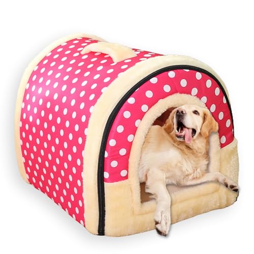Großes Hundehütte, 2-in-1-Haustierhöhle, abnehmbar, waschbar, luxuriöses Welpen-Katzenhaus mit weichem Kissen, faltbar, warmes Haustierbett, Iglu-Kisten-Matratze, rutschfest (F,75 x 55 x 53 cm - XL) von ping bu