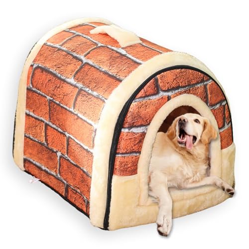 Großes Hundehütte, 2-in-1-Haustierhöhle, abnehmbar, waschbar, luxuriöses Welpen-Katzenhaus mit weichem Kissen, faltbares, warmes Haustierbett, Iglu-Kisten-Matratze, rutschfest, B 75 x 55 x 53 cm - XL Großes Hundehütte, 2-in-1-Haustierhöhle, abnehmbar, waschbar, luxuriöses Welpen-Katzenhaus mit weichem Kissen, faltbares, warmes Haustierbett, Iglu-Kisten-Matratze, rutschfest, B 75 x 55 x 53 cm - XL von ping bu