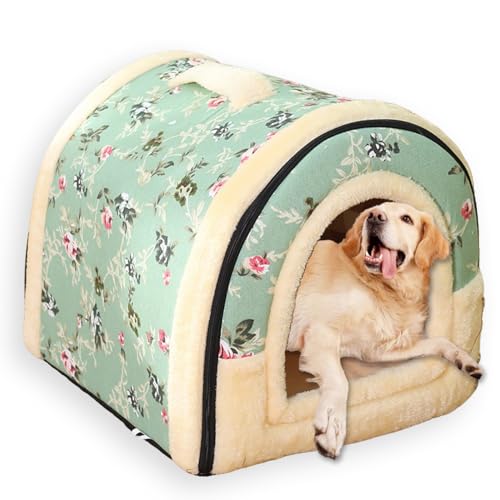 Großes Hundehütte, 2-in-1-Haustierhöhle, abnehmbar, waschbar, luxuriöses Welpen-Katzenhaus mit weichem Kissen, faltbares, warmes Haustierbett, Iglu-Kisten-Matratze, rutschfest, D, 75 x 55 x 53 cm, XL Großes Hundehütte, 2-in-1-Haustierhöhle, abnehmbar, waschbar, luxuriöses Welpen-Katzenhaus mit weichem Kissen, faltbares, warmes Haustierbett, Iglu-Kisten-Matratze, rutschfest, D, 75 x 55 x 53 cm, XL von ping bu