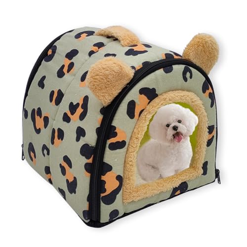 Großes Hundehüttenbett, 2-in-1-Haustierhöhle, waschbar, mittelgroß, beruhigendes Hundebett, abnehmbares, weiches Kissen, faltbar, waschbar, Haustier-Iglu-Sofabetten, Kistenmatratze (Grün, M-43 x 33 x Großes Hundehüttenbett, 2-in-1-Haustierhöhle, waschbar, mittelgroß, beruhigendes Hundebett, abnehmbares, weiches Kissen, faltbar, waschbar, Haustier-Iglu-Sofabetten, Kistenmatratze (Grün, M-43 x 33 x von ping bu