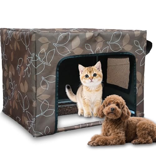 Großes Katzenbett, winddicht, Haustierhöhle, wasserdicht, Katzenhaus mit Seitenfenster, PVC-Halterung, Hundebett für streunende Haustiere, Futterschuppen im Freien (A,50 x 40 x 40 cm) von ping bu