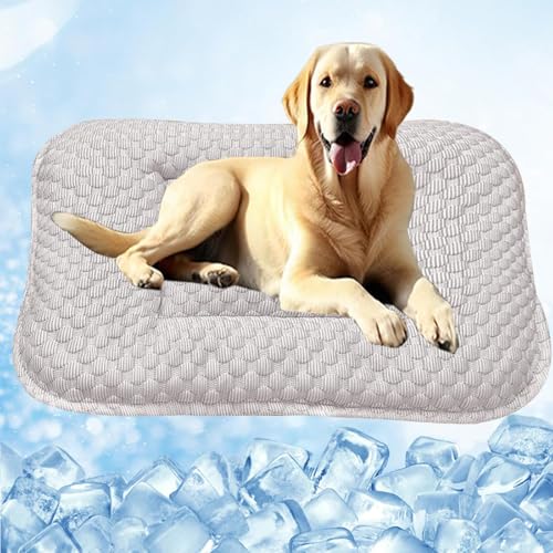 Hunde-Kühlmatte, waschbar, Kühlmatte für Hunde und Katzen, groß, rutschfest, für Haustiere, kühlende Matratze, Kühlkissen für Hunde im heißen Sommer (Grau, 60 x 45 cm) von ping bu