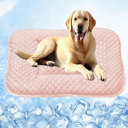 Hunde-Kühlmatte, waschbar, Kühlmatte für Hunde und Katzen, groß, rutschfest, für Haustiere, kühlende Matratze, Kühlkissen für heiße Sommer (Rosa, 60 x 45 cm) von ping bu