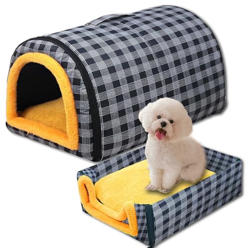 Hundebett, 2-in-1, große Haustierhöhle, wasserdicht, luxuriöses Hundebett, abnehmbares, weiches Kissen, rutschfestes Hundebett für Katze, Hund, Kaninchen (70 x 55 x 45 cm, A) von ping bu