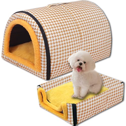 Hundebett, 2-in-1, große Haustierhöhle, wasserdicht, luxuriöses Hundebett, abnehmbares, weiches Kissen, rutschfestes Hundebett für Katze, Hund, Kaninchen (70 x 55 x 45 cm, G) von ping bu