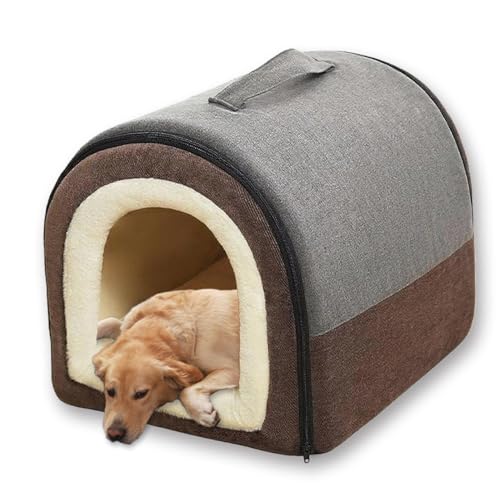 Hundehütte, warm, groß, waschbar, abnehmbar, gemütlich, Katzenhöhle, weiches Bett, Plüsch, Iglu, bequemes Haustierhaus, beruhigendes Kissen für den Innenbereich, Welpen, Katzen (L-50 x 45 x 40 cm, B) von ping bu