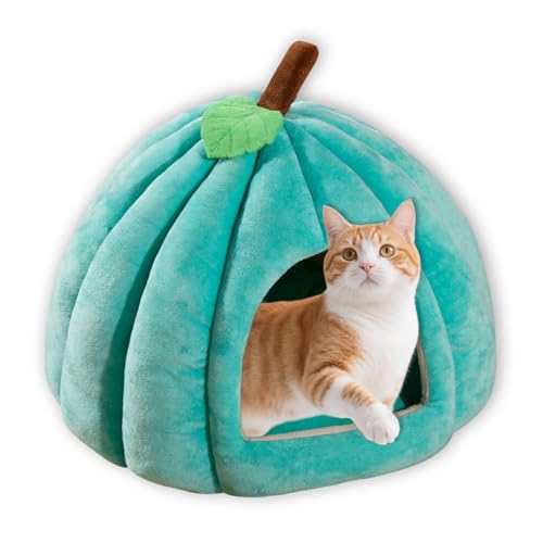 Katzenhaus für den Innenbereich, waschbar, Haustierhöhle, Zelt, tiefschlafend, beruhigendes Hundehaus mit Anti-Angstkissen, Haustierbett, rutschfestes Sofa, Zwinger (L x B x H): 56 x 56 x 43 cm, Blau von ping bu