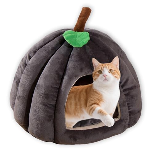 Katzenhaus für den Innenbereich, waschbar, Haustierhöhle, Zelt, tiefschlafend, beruhigendes Hundehaus mit Anti-Angstkissen, Haustierbett, rutschfestes Sofa, Zwinger (S-38 x 38 x 32 cm, Dunkelgrau) von ping bu