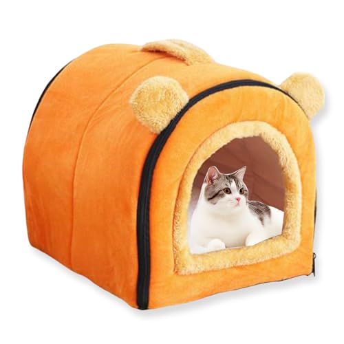 Katzenhaus für den Innenbereich, waschbar, Haustierhöhle, luxuriös, abnehmbar, beruhigendes Hundehaus, Anti-Angst, mit weichem Kissen, Haustier-Iglu-Bett, rutschfestes Sofa, Zwinger (B,55 x 40 x 37 von ping bu