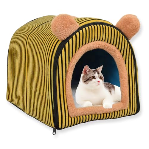 Katzenhaus für den Innenbereich, waschbar, Haustierhöhle, luxuriös, abnehmbar, beruhigendes Hundehaus, Anti-Angst, mit weichem Kissen, Haustier-Iglu-Bett, rutschfestes Sofa, Zwinger (E,60 x 47 x 45 von ping bu